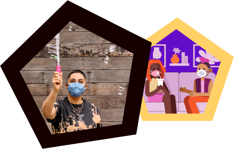 Collage featuring disabled and masked trans BIPOC