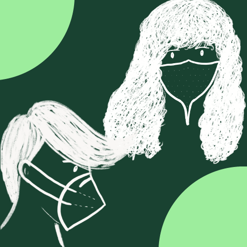 Illustration of two masked people